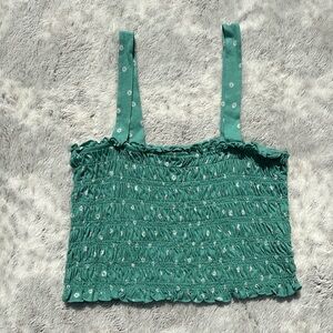 American Eagle Smocked Ditzy Floral Crop Top